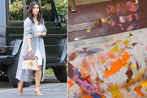 kim kardashian hand painted hermes bag|Kim Kardashian shows off Hermes bag North painted as a baby .